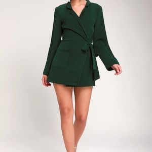 Forest green blazer romper .medium size. Like new wore once